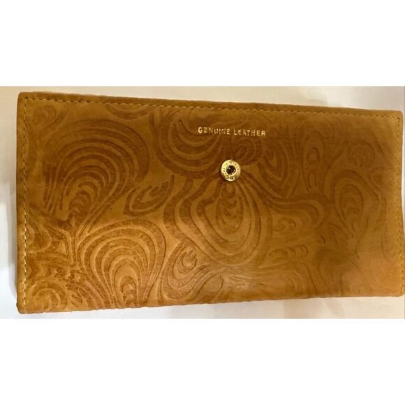 Michael Stevens Women's Tooled Genuine Leather Checkbook Wallet Yellow OS NWOT - Picture 6 of 6